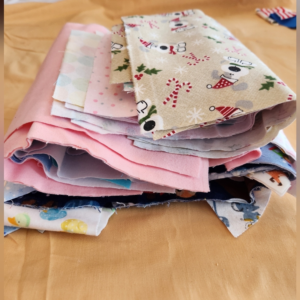 Flannel fabric scraps-assorted sizes and prints.